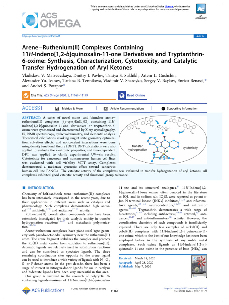 Arene-Ruthenium(II) Complexes Study | PDF | Coordination Complex | Ligand