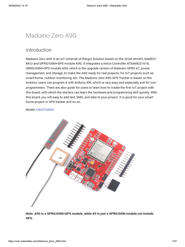 Maduino Zero A9G - Makerfabs Wiki | PDF | Arduino | Computing