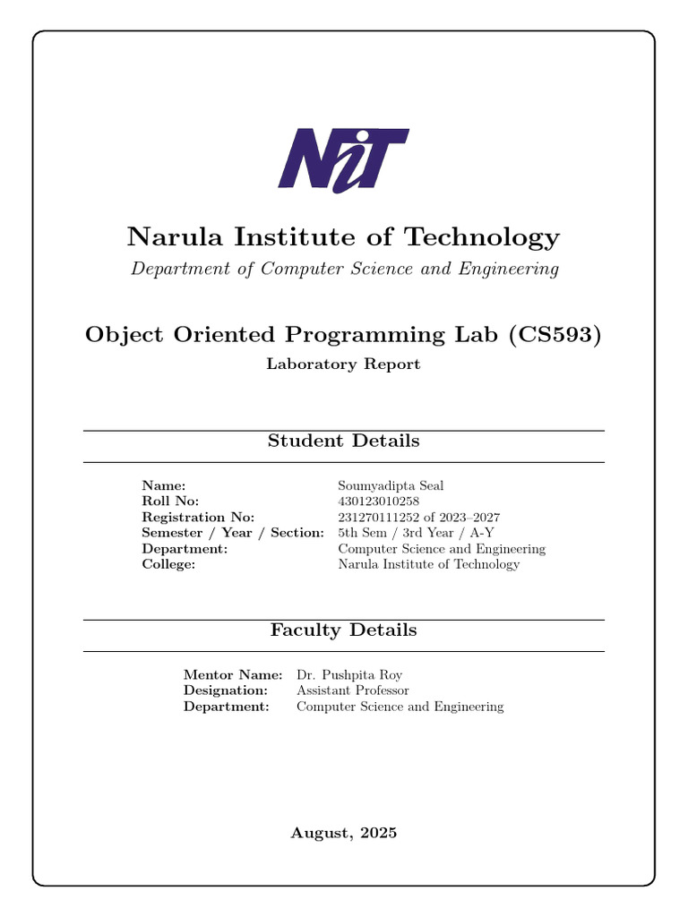 Advanced Algorithm Lab Format | PDF | Software Engineering | Computer ...