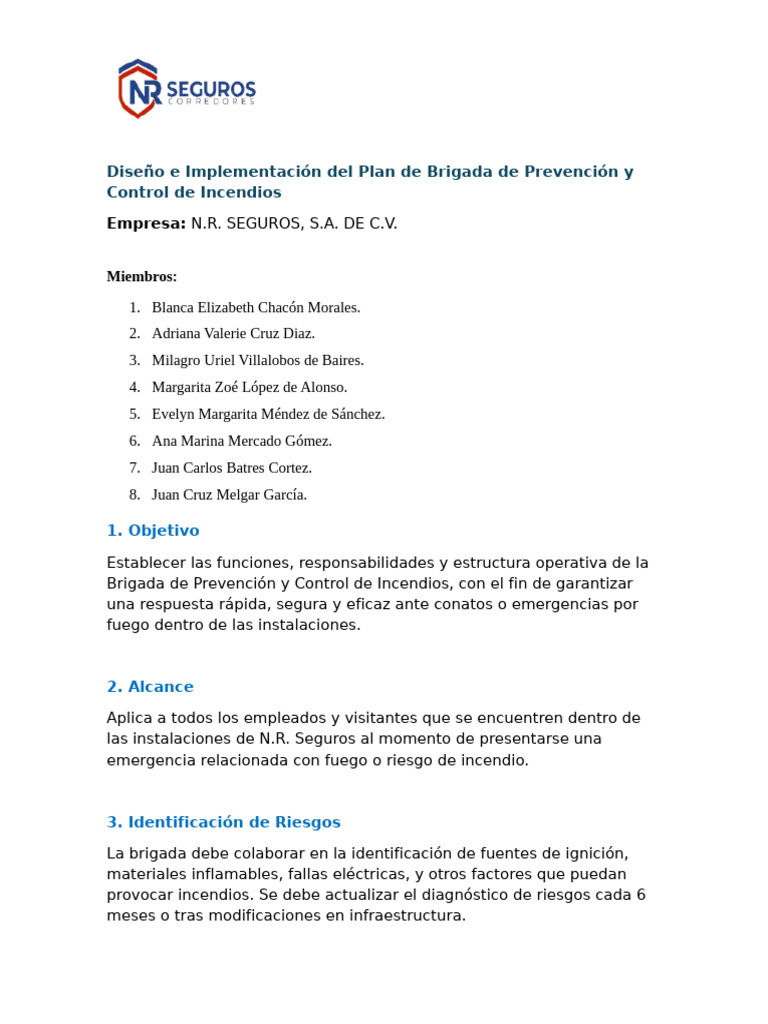 Plan de Brigada de Prevención y Control de Incendios | PDF