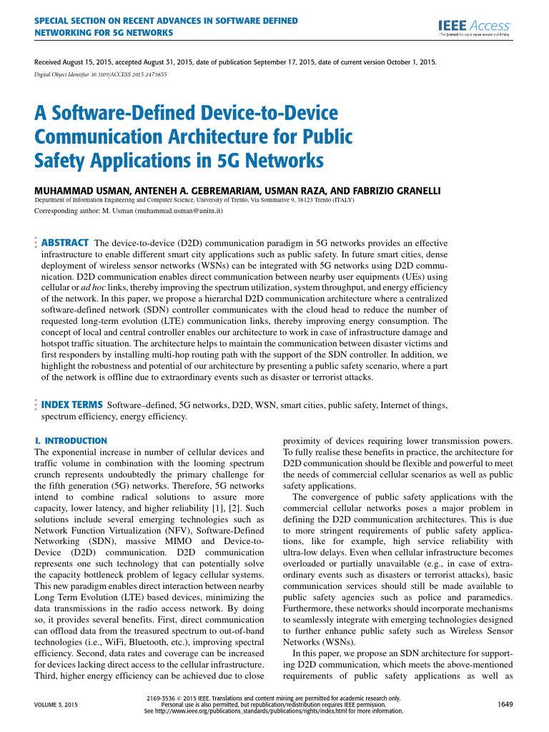 SDN for D2D Communication in 5G | PDF | Computer Network | Wireless ...