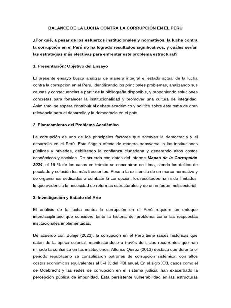 Balance de La Lucha Contra La Corrupción en El Perú (1) (1) | PDF ...
