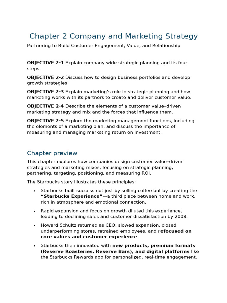Chapter 2 Company and Marketing Strategy | PDF | Marketing | Market ...