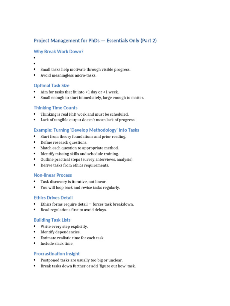 Essential Task Management for PhDs | PDF