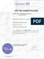 Certificat de Constitution - Portalanza Metal Inc