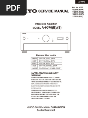 A-9070 Integrated Amplifier Manual | PDF | Fuse (Electrical