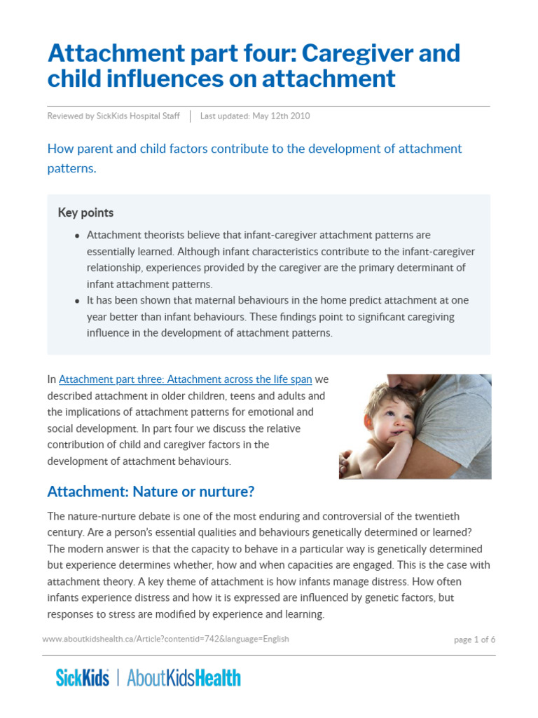 Attachment Part Four Caregiver and Child in Uences On Attachment | PDF ...