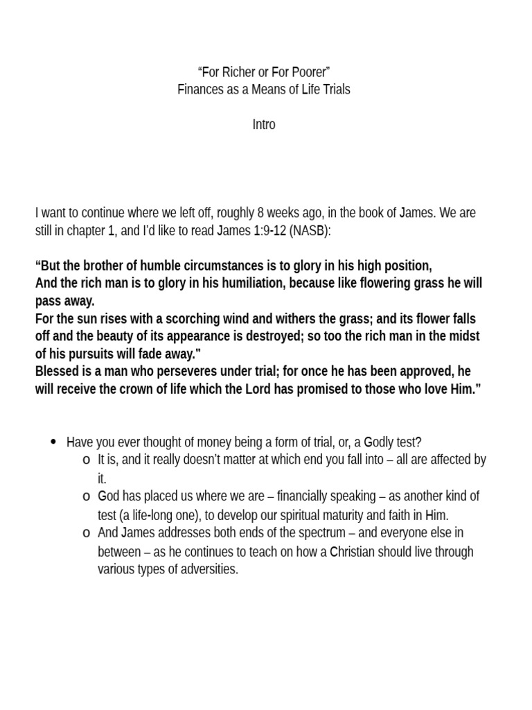 Trials of Wealth and Poverty in Faith | PDF | Jesus | Glory (Religion)