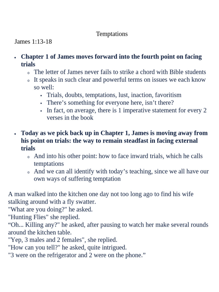 Understanding Temptations in James 1 | PDF | Lust | Jesus