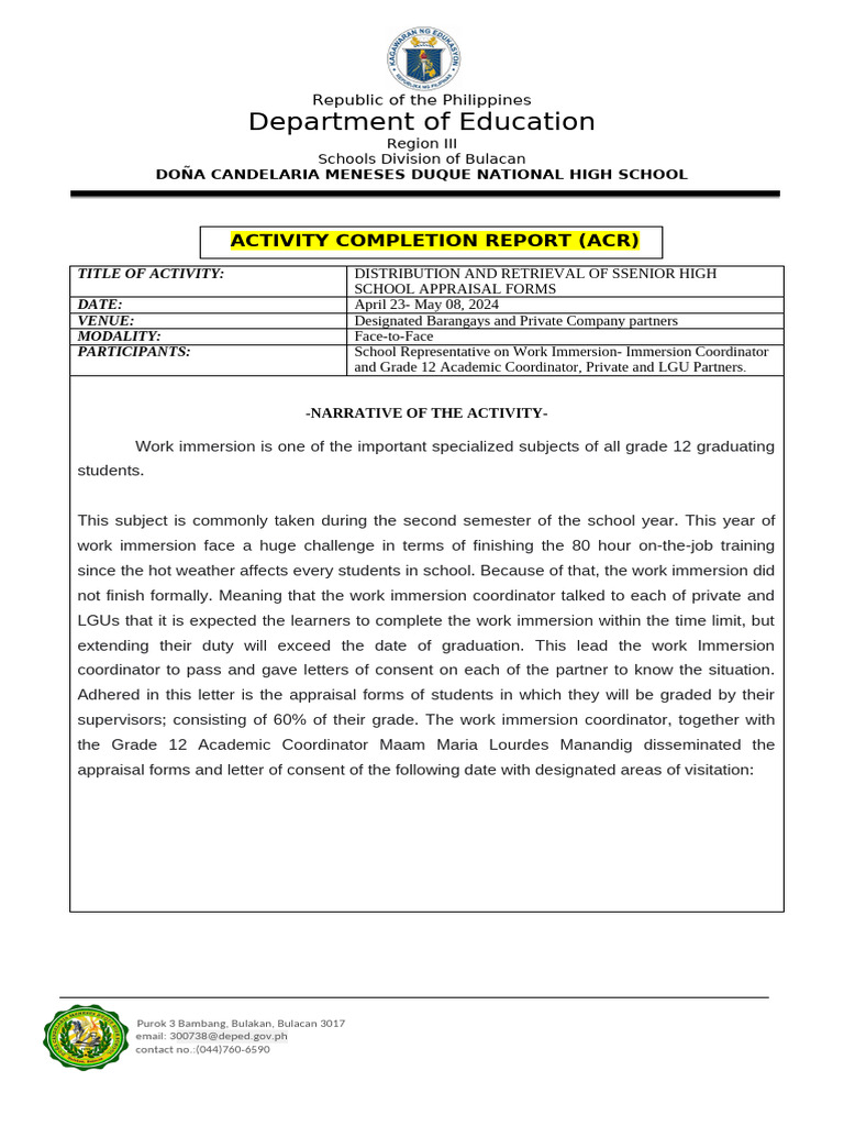 Acr Retrieval of Appraisal Form | PDF | Philippines