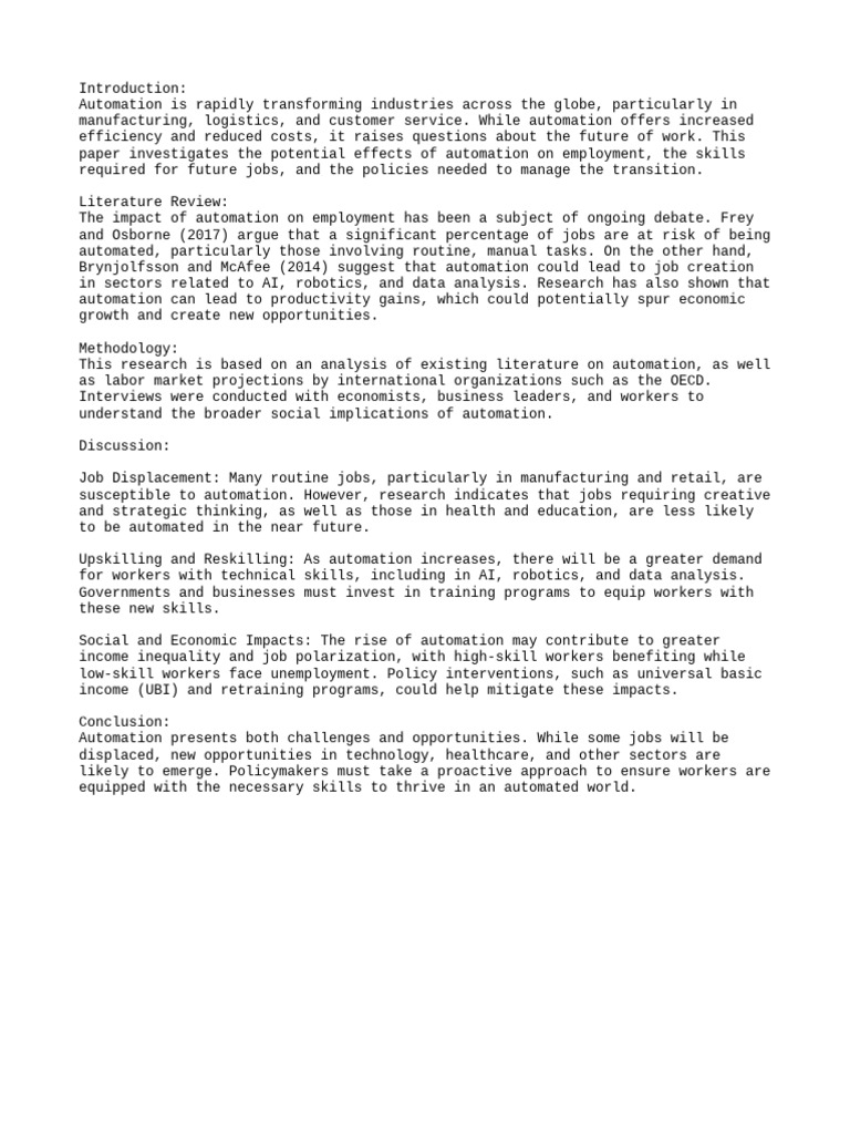 Effects of Automation on Employment | PDF
