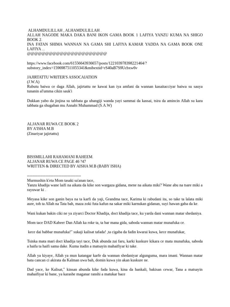 Aljanar Ruwa Ce: Labarin Kisan Ummi | PDF