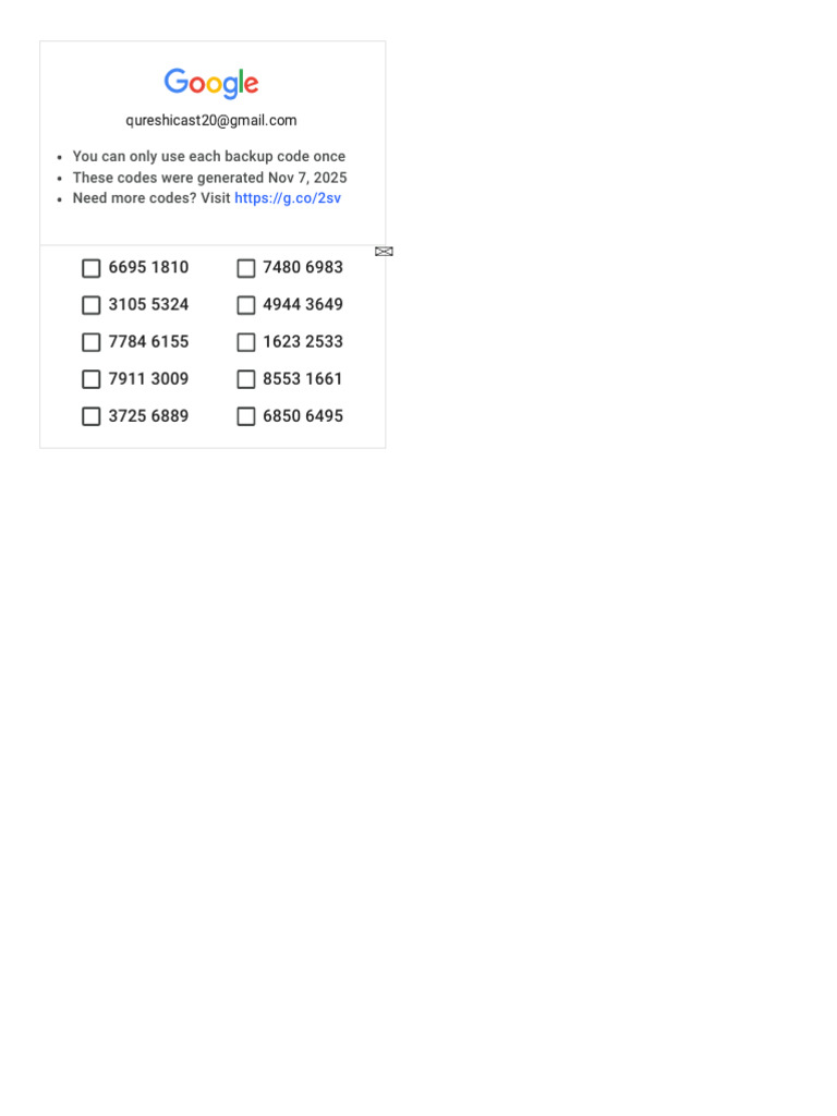 Backup Codes for Two-Step Verification | PDF