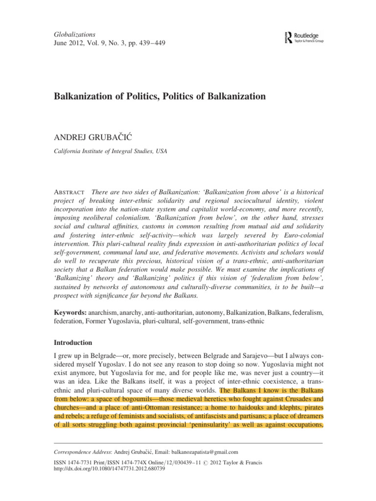 Understanding Balkanization Dynamics | PDF | Socialism | Anarchism