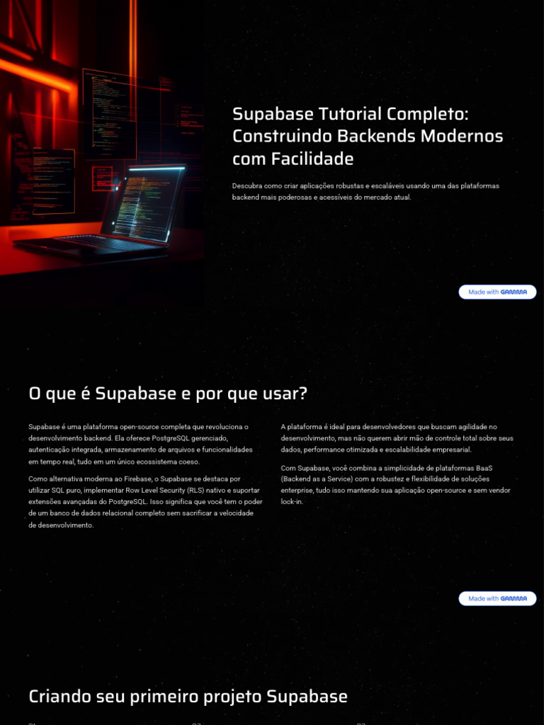 Tutorial Completo de Supabase para Backends | PDF | SQL | Bancos de dados