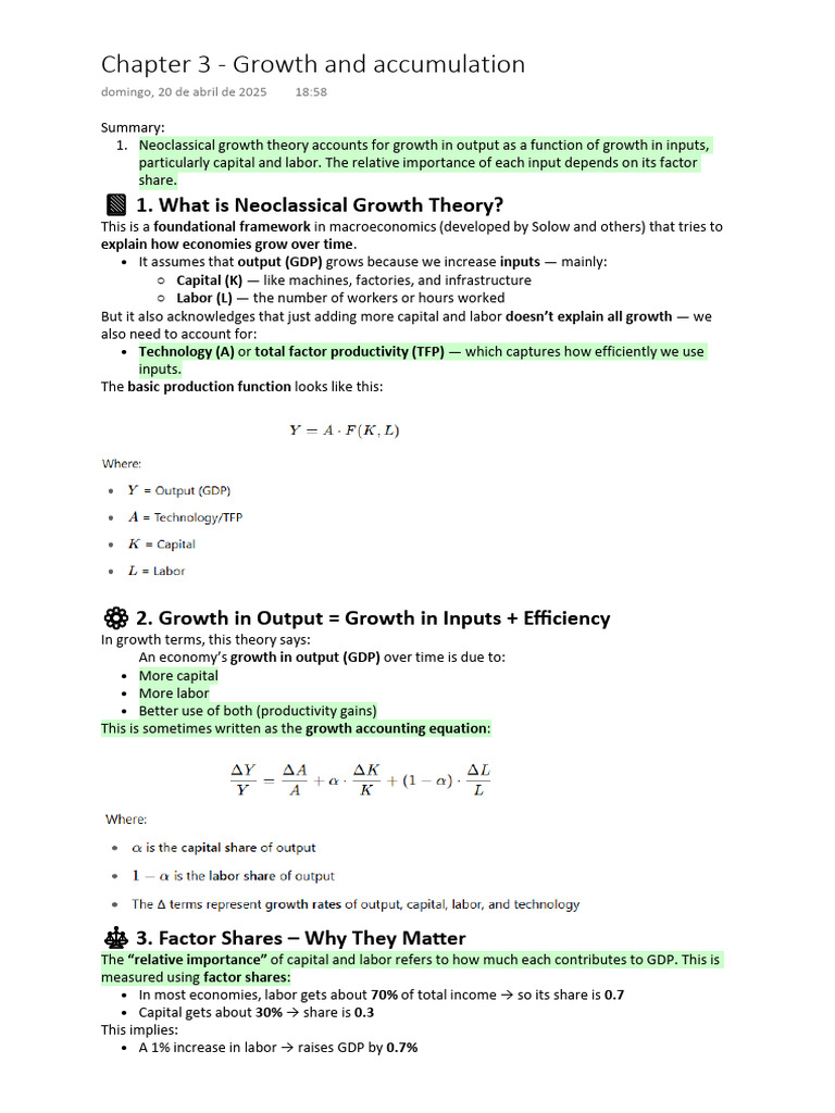 Neoclassical Growth Theory Explained | PDF | Economic Growth | Labour ...