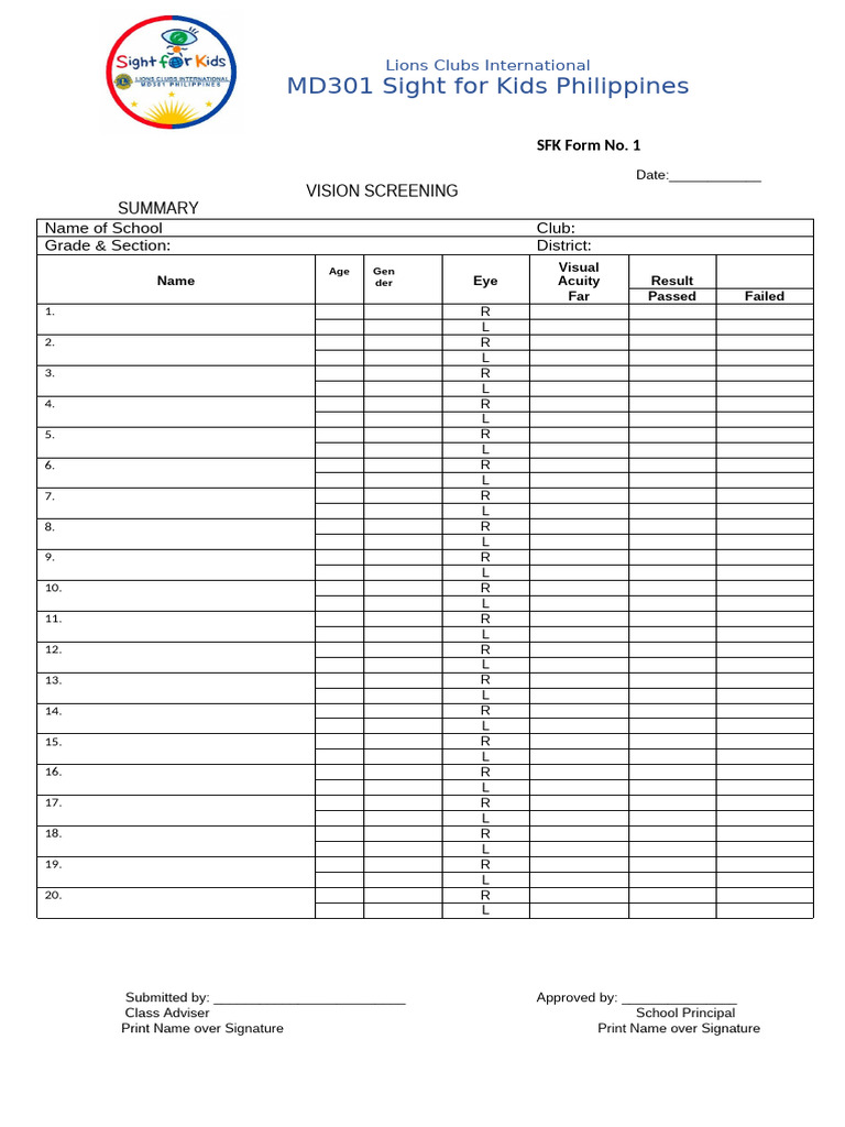 Vision Screening Summary for Schools | PDF | Chess | Chess Theory