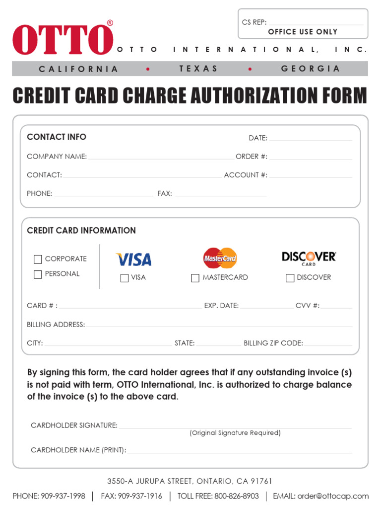 Credit Card Charge Authorization Form | PDF