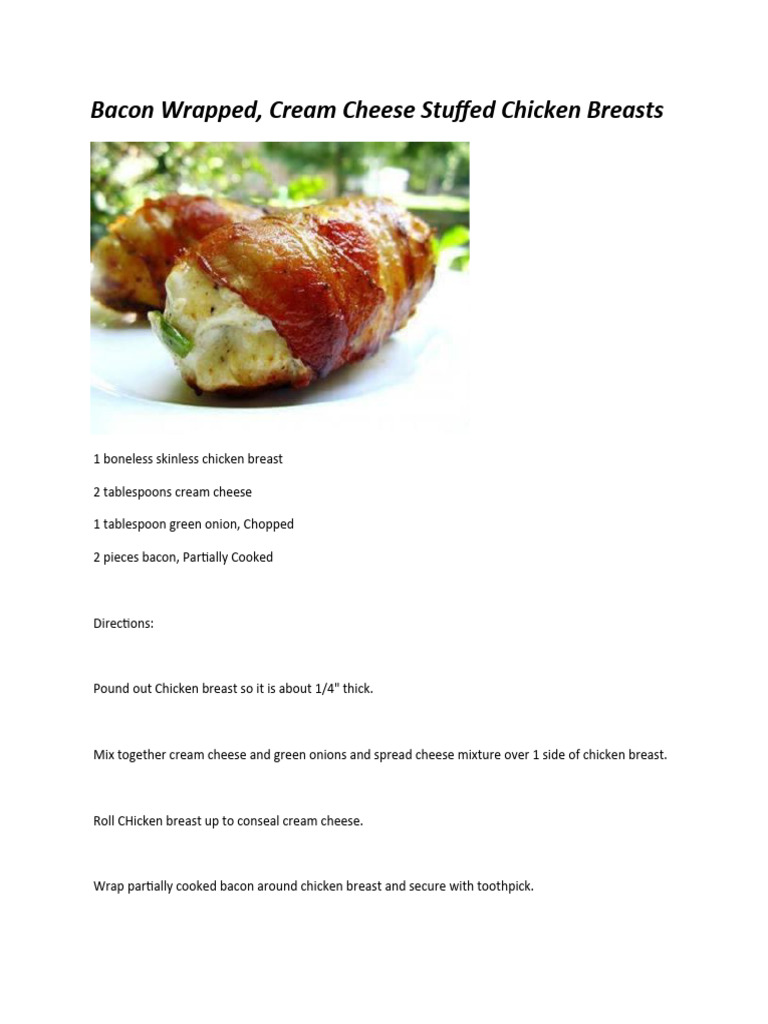 Bacon WrappedCream Cheese Chicken Breast | PDF
