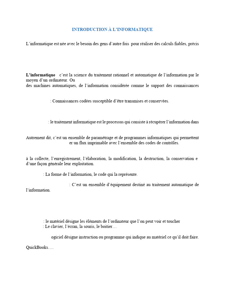 Introduction à l'informatique et ses bases | PDF | Informatique | Octet
