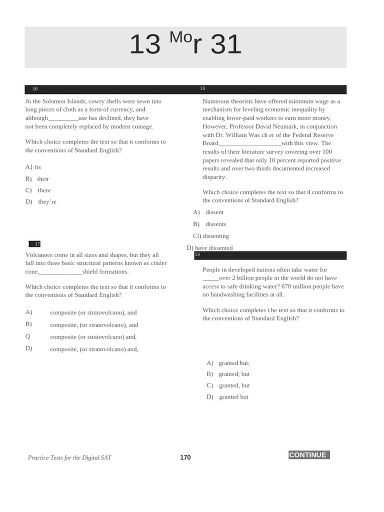 Digital SAT Practice Test Questions | PDF