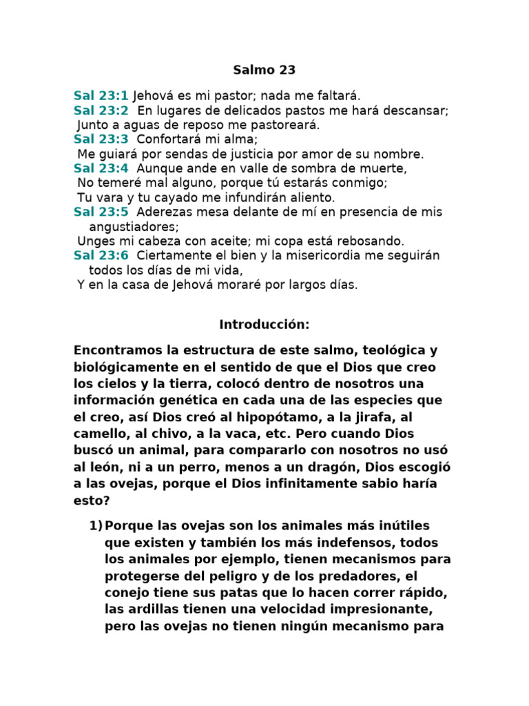 Salmo 23: Reflexiones sobre el Pastor | PDF | La unción