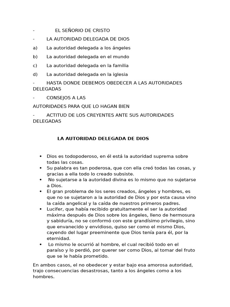 Autoridad Delegada de Dios y Su Importancia | PDF