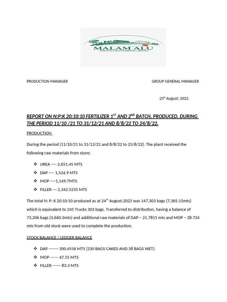 1st and 2nd Batch Report | PDF