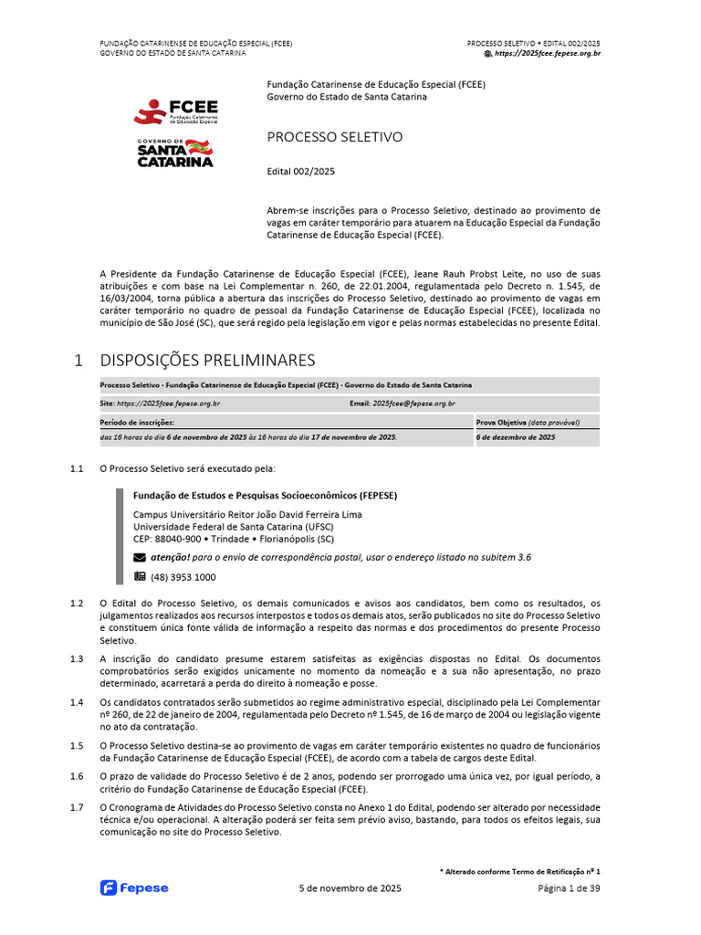 Processo Seletivo FCEE 2025: Inscrições Abertas | PDF | Pós-graduação ...