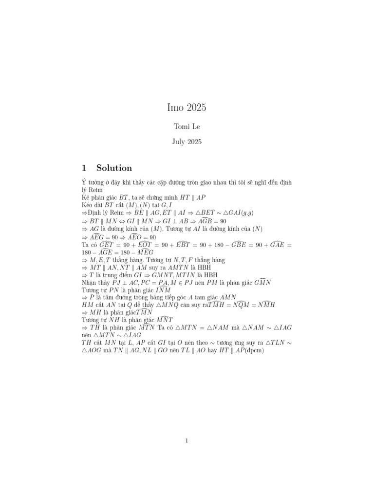 Imo 2025 | PDF