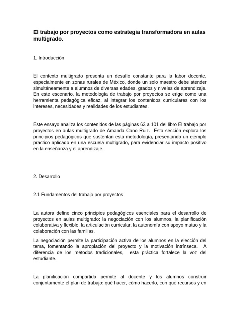 Trabajo por Proyectos en Aulas Multigrado | PDF | Evaluación | Maestros