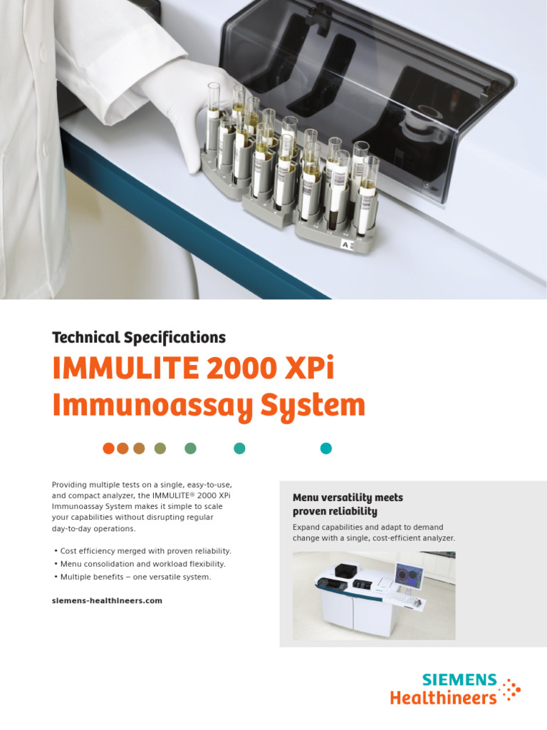 IMMULITE 2000 XPi Specifications | PDF | Immunoassay | Health Care