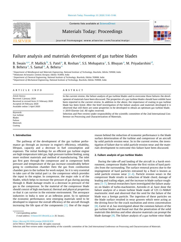 Gas Turbine Blade Failure Analysis & Materials | PDF | Applied And ...