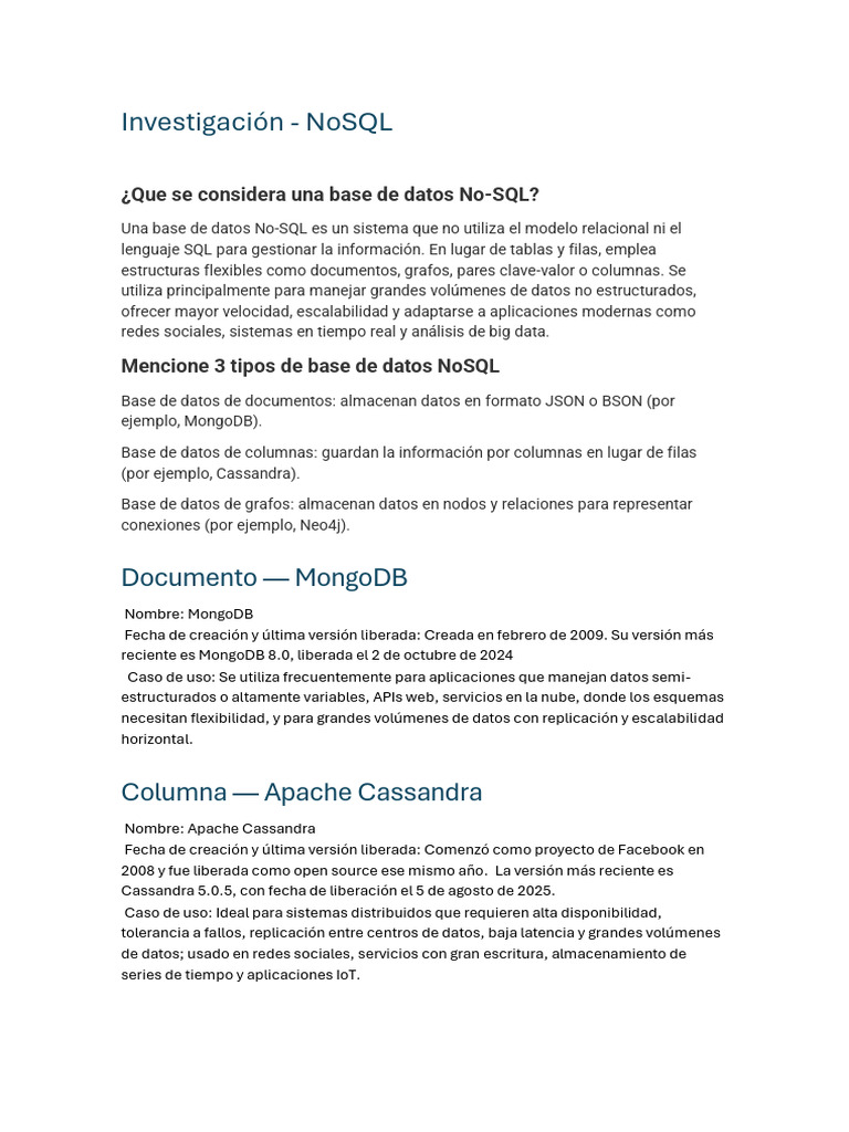Document 18 | PDF | Bases de datos | No Sql