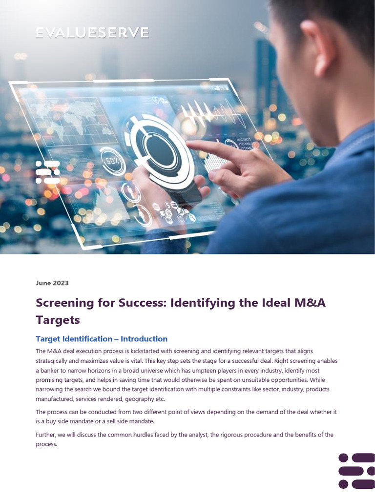 Screening For Success Identifying The Ideal MA Targets | PDF | Mergers ...