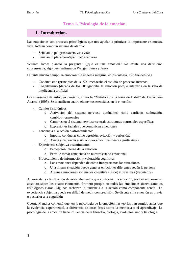 Psicología de la Emoción: Enfoques y Teorías | PDF | Las emociones ...