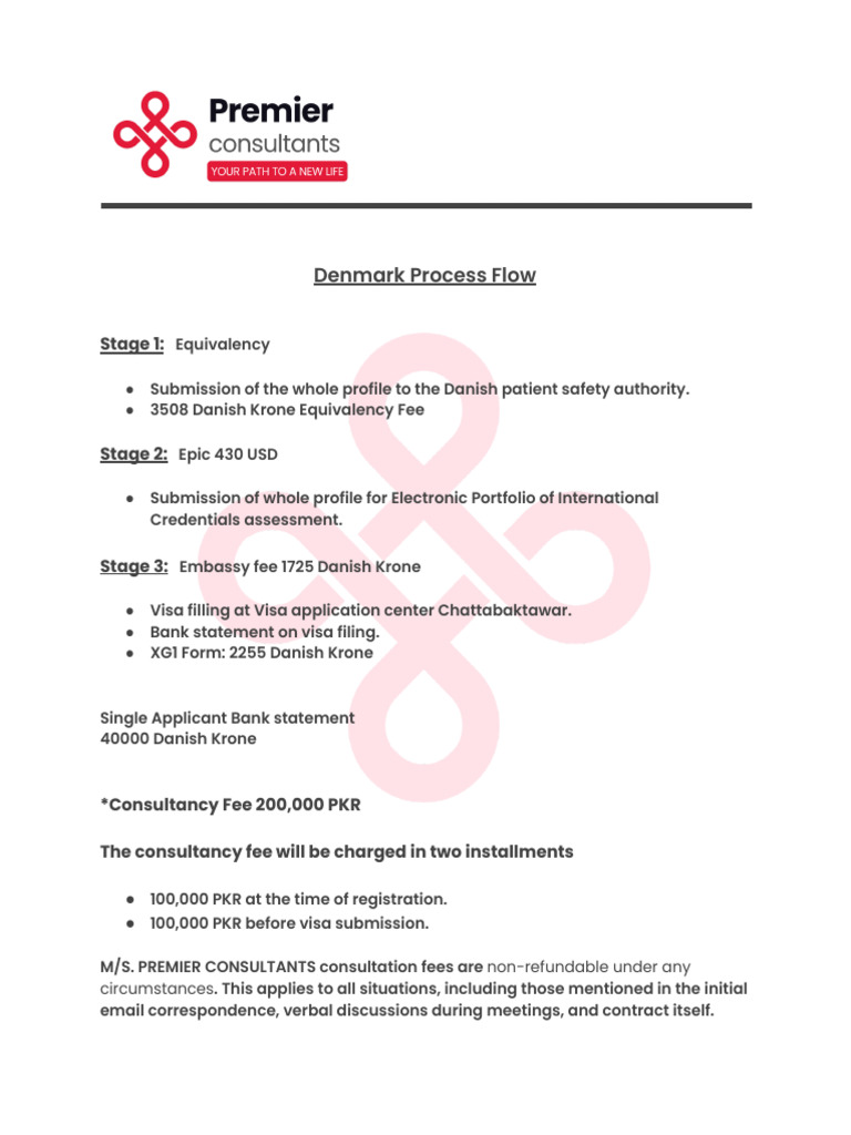 Denmark Process Flow Chart Mbbs - Premier Consultants | PDF