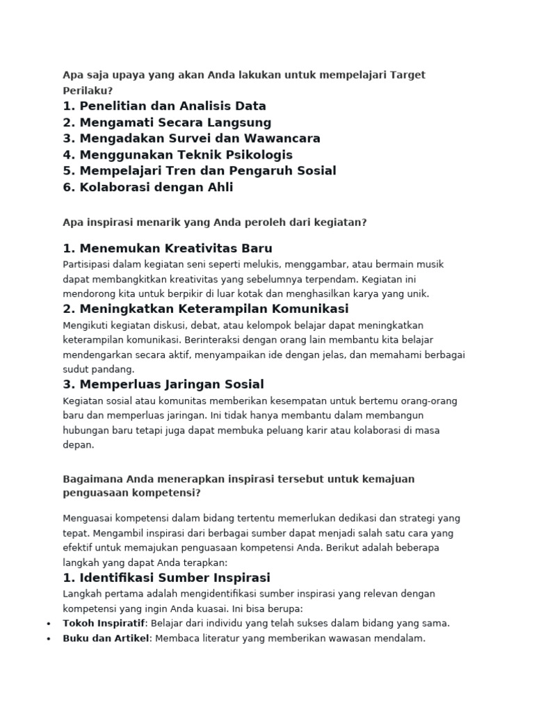 Upaya Mempelajari Target Perilaku | PDF