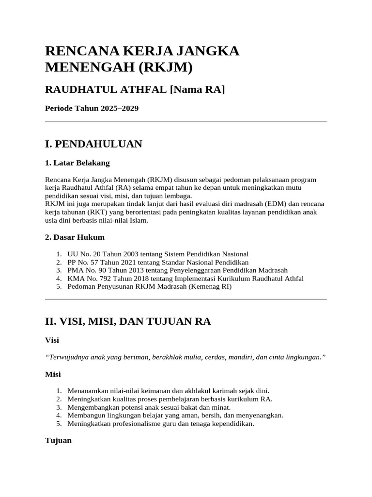 RKJM Raudhatul Athfal 2025-2029 | PDF