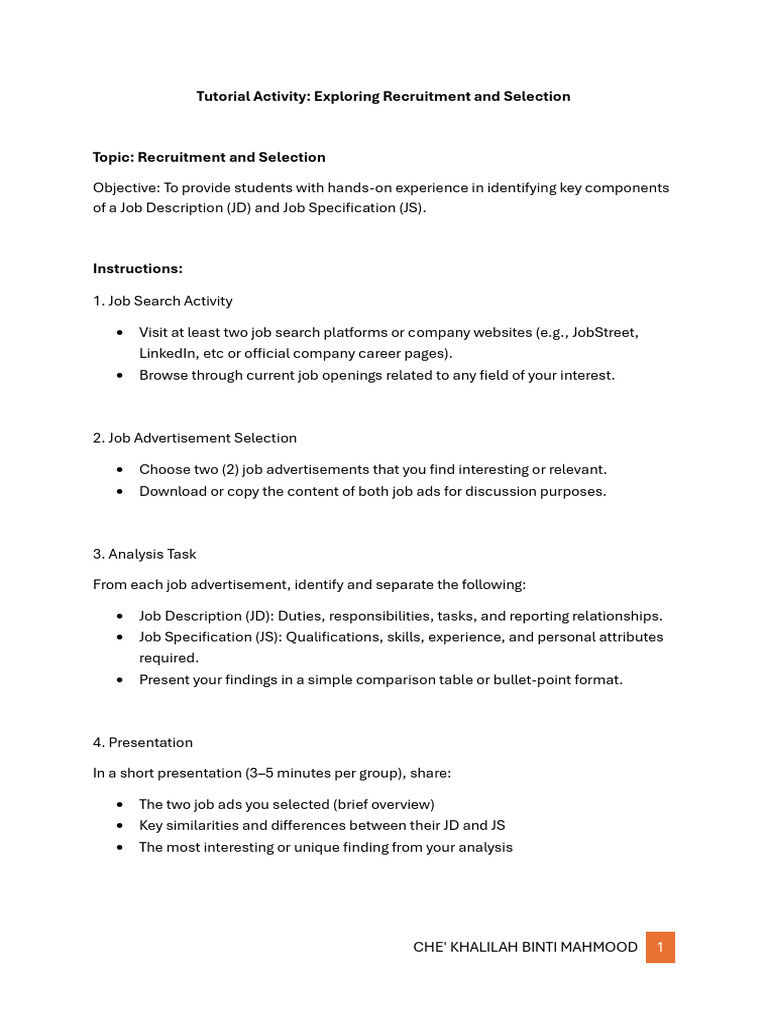 Recruitment and Selection Tutorial Guide | PDF