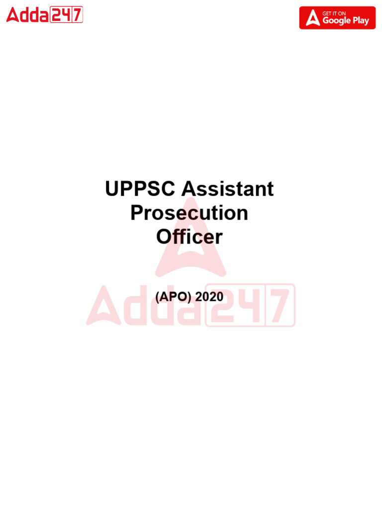 UPPSC Assistant Prosecution Officer APO 2020 English Question Paper | PDF