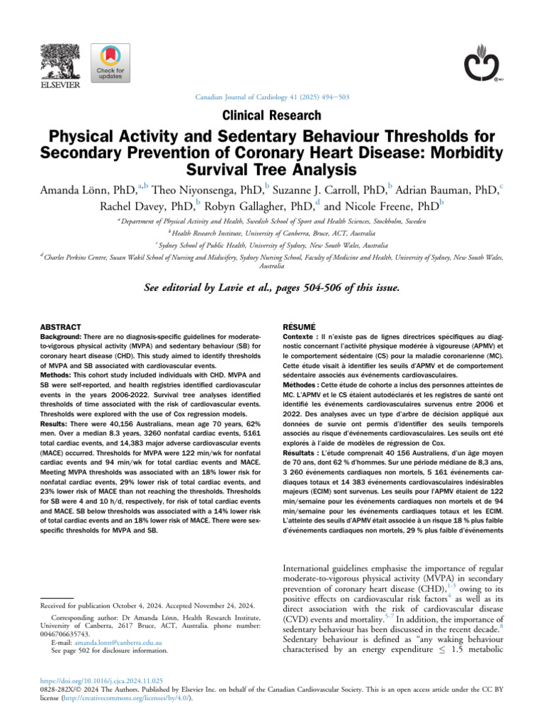 Physical Activity and Sedentary Behaviour Threshol | PDF ...