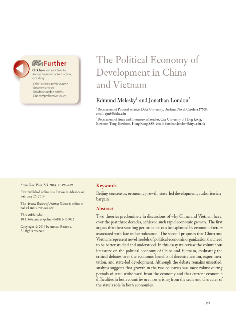 The Political Economy of Development in China and Vietnam | PDF ...
