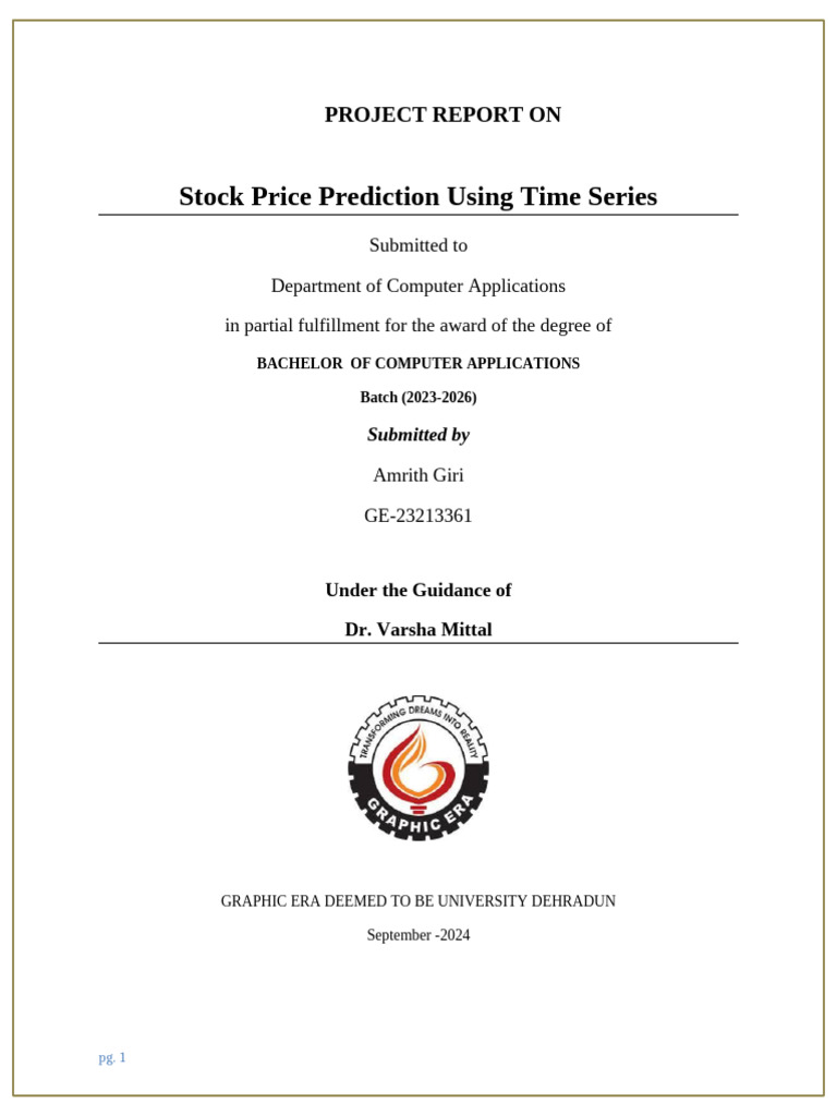 Stock Price Prediction with Time Series | PDF | Autoregressive ...