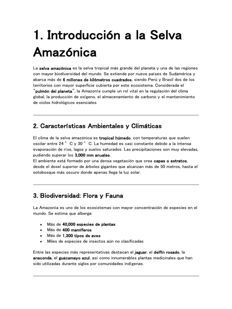 La Selva Amazonica, La Gran Riqueza en Peligro | PDF | Deforestación ...