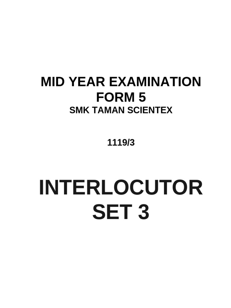 INTERLOCUTOR SET 3 | PDF | Human Communication | Communication