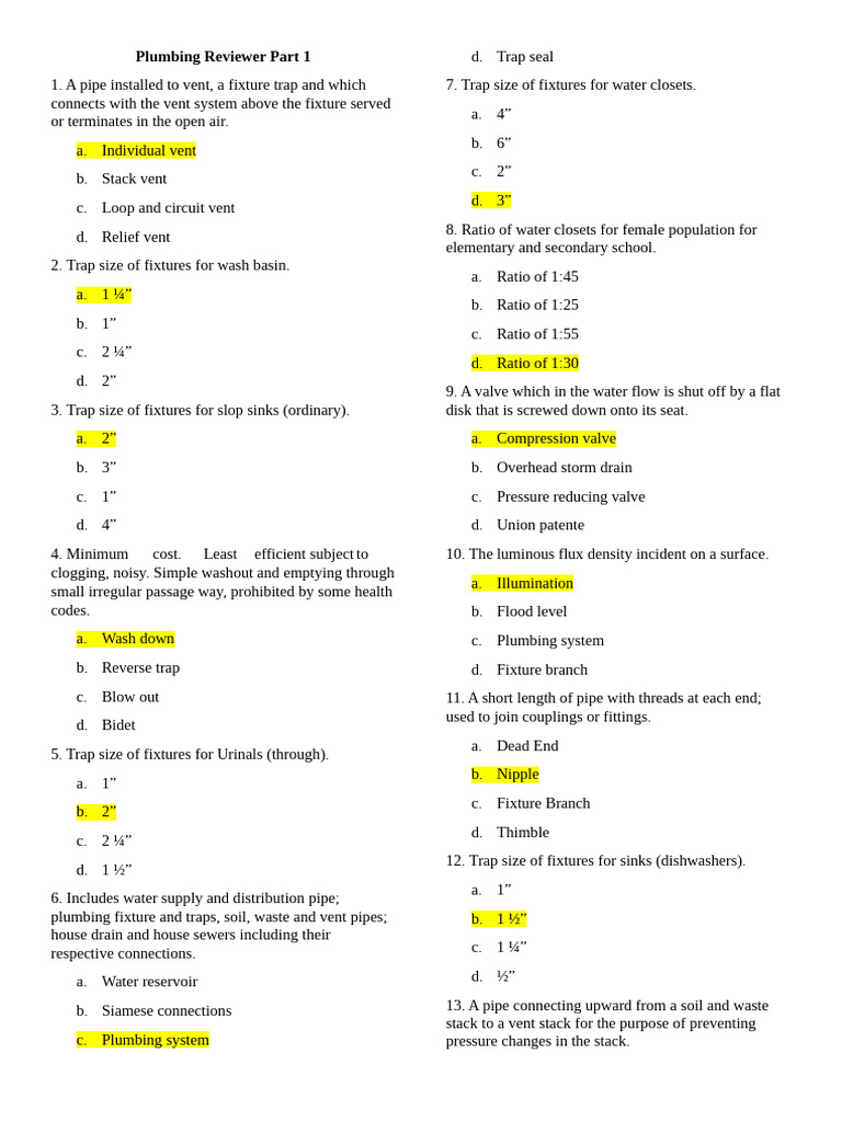 PLUMBING REVIEWER PARTS 1-2 | PDF | Plumbing | Storm Drain