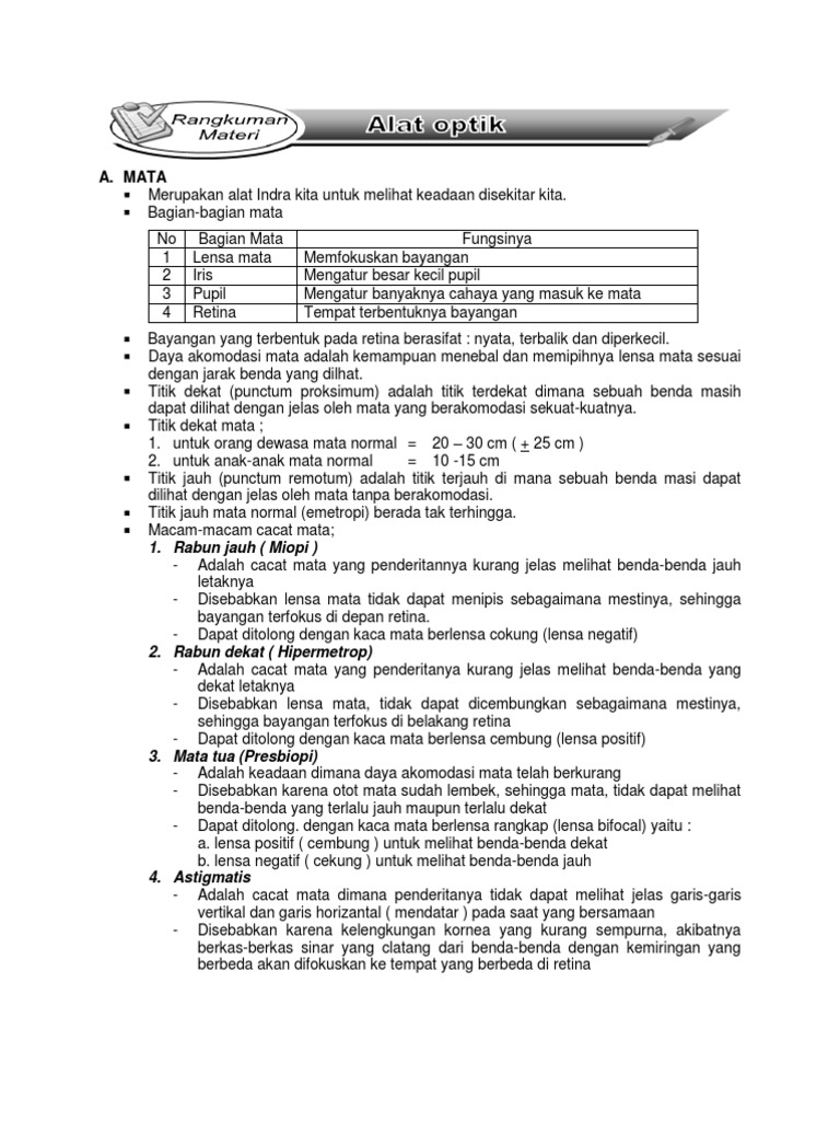 Materi Cahaya Dan Alat Optik Smp Kelas 8 - Berbagai Alat