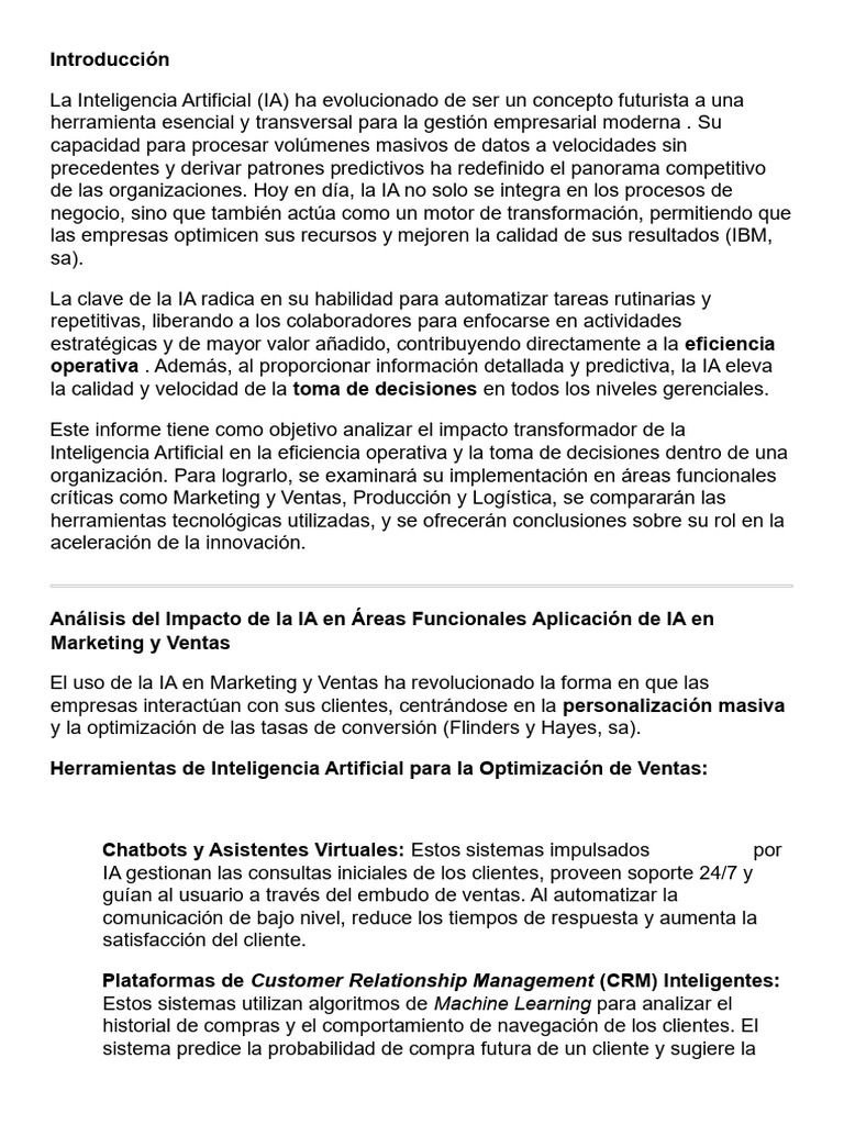 Impacto de la IA en Eficiencia Empresarial | PDF | Inteligencia ...