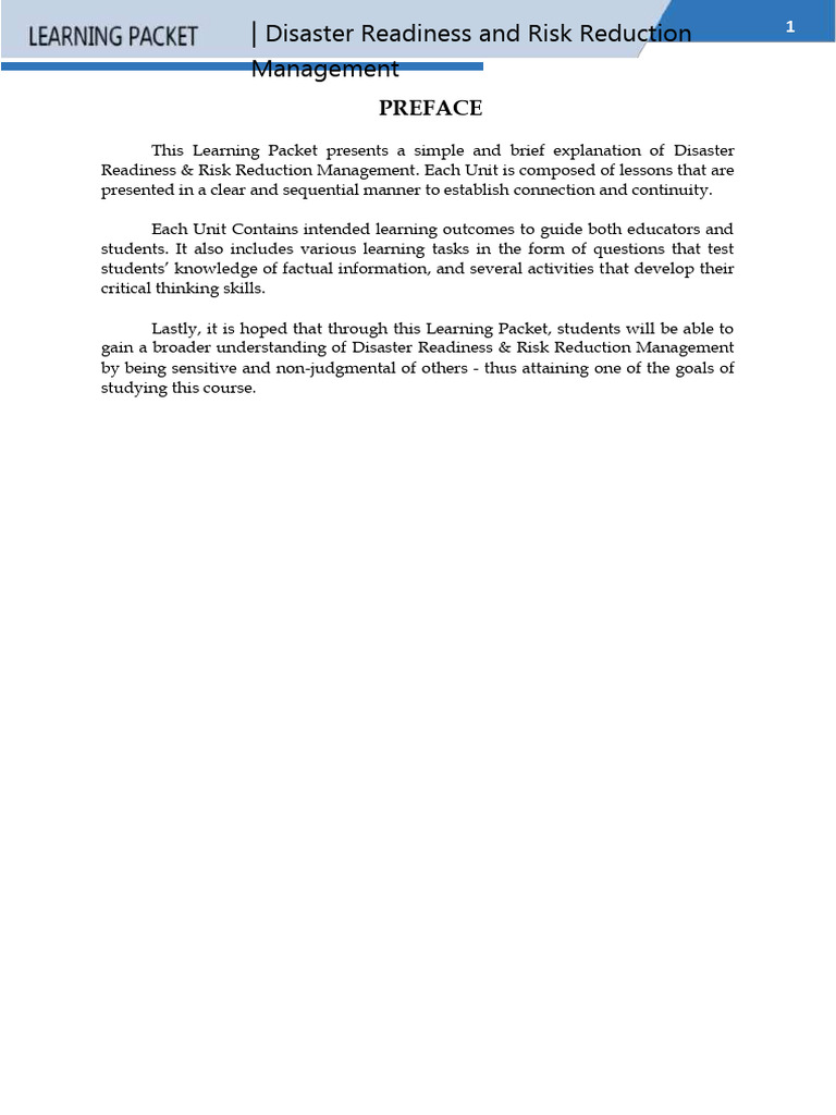 Disaster Readiness & Risk Reduction Guide | PDF | Occupational Safety ...